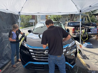 Préparation du véhicule sous tente — Laurin Auto Care